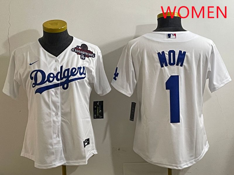 Women Los Angeles Dodgers #1 Mom White Game 2025 Nike MLB Jersey style 6